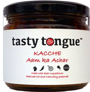 tasty tongue Homemade Kacche Aam ka Achar (Raw Mango Pickle), Traditional, Add no Preservatives, Certified | 350 GMS Glass Jar Mango Pickle