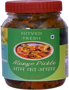 NITVED FRESH Mango Pickle Homemade Tasty & Sour Guthli Wala Aam Ka Achar (400g) Mango Pickle