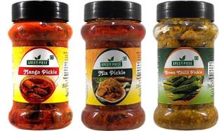 GREEN PIECE Green Chilli Pickle,Mix and Mango Green Chilli Pickle