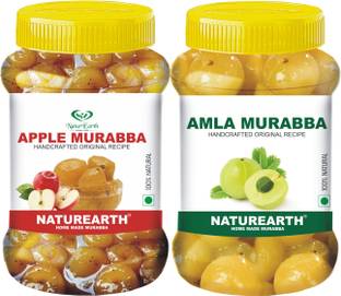 NaturEarth Homemade Apple Murabba & Amla Ka Murabba, (400x2Gm Pack of 2 ) Sweet Murabba Apple, Amla Murabba