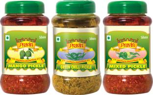 pravin Pickle Combo of 3-Mango 1kg, Mixed 1kg & Chilli 1kg Pickle/Achar Mango, Mixed, Green Chilli Pickle