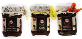 Divyaprabha Foods Saurashtra Spl 3 Pack Sweet Pickle Combo, GorKeri, Sweet Lime & Mango, 100g each Raw Mango(Kairi), Lemon Pickle