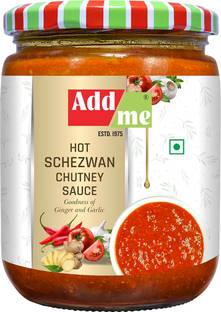 Add me Hot Schezwan Sauce Chatni 500g momos chutney Chilli Garlic tomato 500g Glass Jar Red Chilli Pickle