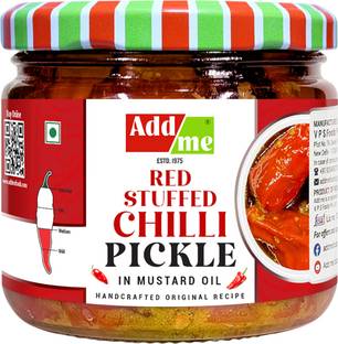 Add me Red Stuffed Chilli Pickles 200gm lal mirch ka Bharwa Banarasi Masala mirchi ka achar 200g Glass Jar Red Chilli Pickle