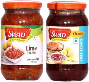 SWAD Combo Pack of Delicious Sweet Lime Chutney (500g) and Lime Pickle (400g) | Pack of 2 Lime, Tenti Pickle
