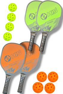 BSM Combo Of 2 Green&Orange Pickleball Paddle Pickle Ball Racquet Wood Bat Pickleball Paddle