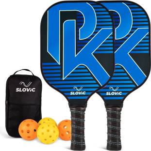 SLOVIC Pickleball Set with Fiberglass Paddles & 4 Balls (Indoor & Outdoor) Pickleball Paddle