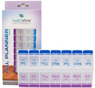 HealthShine AM/PM Pill Planner AM/PM Weekly Pill Tray Organizer, 7 Day Large Pill Box Pill Box