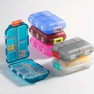 JUICIQ 1 Week Portable 2 Layer 10 Compartment Pill Box For Home Outdoor And Travelling 2 Pcs Pill Box