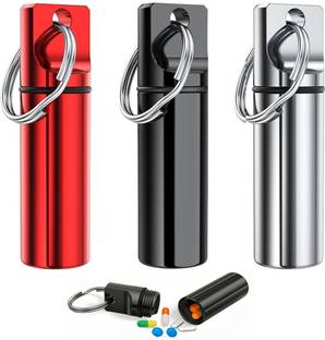 Zibuyu 7 Aluminum Keychain Medication Pill Box Waterproof Mini Metal Pill case Pill Box
