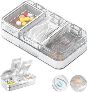 Krupasadhya 3 3 in 1 Multi Functional Pill Box with Pill Cutter and Pill Crusher Pill Box