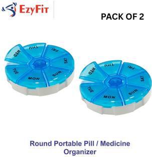 Ezyfit 7 Days Round Portable Pill Medicine Organiser for 7 Days Pill Box