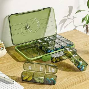 ZOMBIO Weekly Pill Organizer 7 Day, 3 Times a Day Portable Travel Pill Box with Large Compartments | Moisture-Proof Medicine Case Pill Box