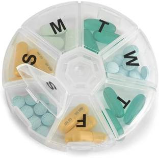 positive vibes 1-Time x 7-days Travel & Home use, Compact, Easy, Air-tight, Premium, BPA-Free Pill Box