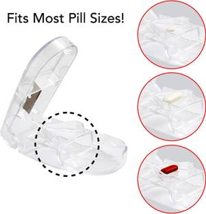 PURCHASE ENTERPRISE Transparent Medicine Pill Case Tablet Cutter Splitter Divide Safe Storage Compartment Box, Cuts Pills, Vitamins, Tablets, Stainless Steel Blade/Pill Cutter(Pack of 1)