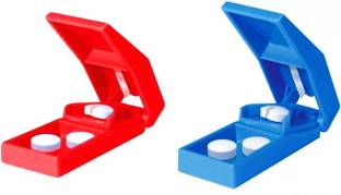 CRAZYGOL Tablet pill cutter set of 2 Plastic (Multicolor) Medicine tablet pill cutter set of 2 Plastic (Multicolor) Pill Splitter Crushers pill cutter