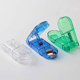 FGG transparent Medicine Pill Case Tablet Cutter Splitter manual Divide Safe Storage Compartment Box Cuts Pills, Vitamins, Tablets