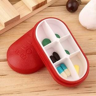 PAVITYAKSH TABLET PILL BOX TABLET PILL BOX Pill Case With 6 Compartments MANUAL Travel Pill Organizer