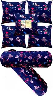ACTOS Microfibre Bolster Pack of 7 Abstract 5 Cushion And 2 Bolster