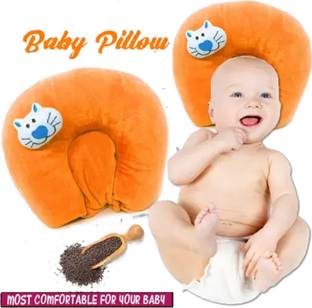 Omsurajiya Microfibre Baby Pillow Pack of 1 Animals SUPER SOFT MUSTURD SEED FILLING BABY HEAD SHAPER PILLOW
