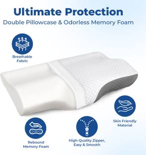 RELAX COMPANY Memory Foam Sleeping Pillow Pack of 1 Solid Contour Cervical Pillows for Neck and Shoulder Pain - Neck Support Pillow