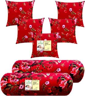 ACTOS Combo Set Of 5 Cushion And 2 Microfibre Floral Sleeping Pillow Pack of 7