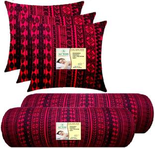 ACTOS Microfibre Bolster Pack of 5 Geometric 3 Cushion And 2