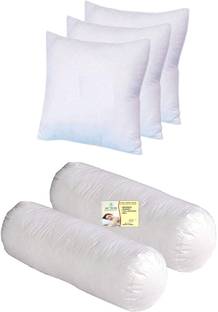 ACTOS Microfibre Bolster Pack of 5 Solid Combo Set Of 3 Cushion And 2
