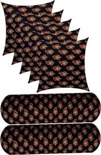 Changers Microfibre Sleeping Pillow Pack of 7 Floral Combo Set of 5 Cushion And 2 Bolster