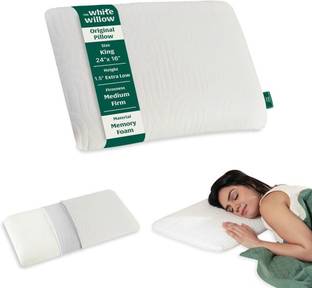 The White Willow Ultra Slim Medium Firm Memory Foam Solid Orthopaedic Pillow Pack of 1