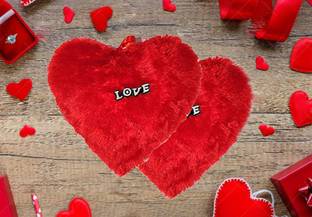 Lvloz Cotton Cushion Pack of 2 Toons & Characters Heart Shape Pillows love pillow Gift For Valentine"s Day Gift For Girl