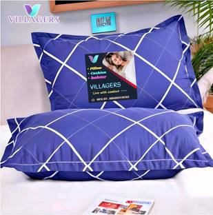 VILLAGERS LUXURY Polyester Fibre Abstract Sleeping Pillow Pack of 2