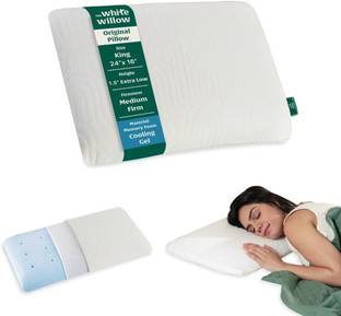 The White Willow Gel, Memory Foam Sleeping Pillow Pack of 1 Motifs Ultra Slim Medium Firm Cooling
