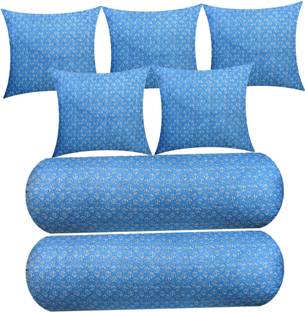 GKM Microfibre Cushion Pack of 7 Floral Combo Set of 2 Bolster And 5