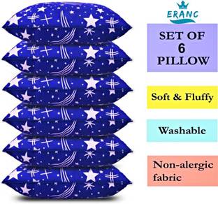 ERANC Polyester Fibre Floral Sleeping Pillow Pack of 6