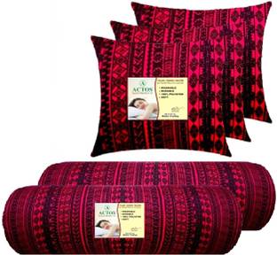 ACTOS Microfibre Bolster Pack of 5 Geometric 3 Cushion And 2