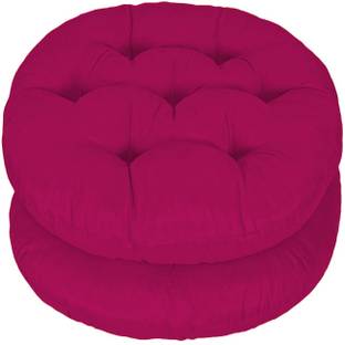 Mom's Moon Polyester Fibre Chair Pad Pack of 2 Solid Round Chair Cushion