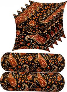 ACTOS Microfibre Cushion Pack of 7 Floral Combo Set of 2 Bolster And 5