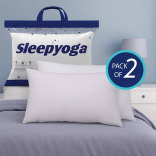Sleep Yoga home furnising Microfibre, Polyester Fibre Solid Sleeping Pillow Pack of 2