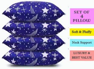 GOGA Blue Print Polyester Fibre Abstract Sleeping Pillow Pack of 4