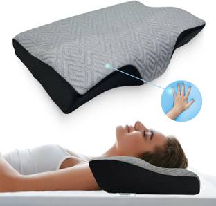 Sleepsia Gel Memory Foam Pillow, Contour Cervical Pillow for Neck & Shoulder Pain Memory Foam Solid Sleeping Pillow Pack of 1