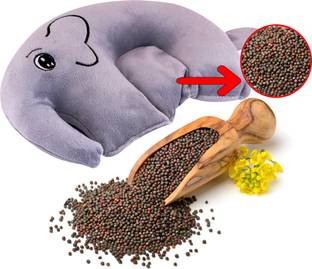 FENZI KIDS Pillow for Newborn Baby-Round Head Shaping Baby Pillow, 0-12 Months Mustard Seeds Animals Baby Pillow Pack of 1