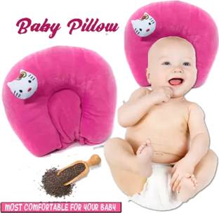 KidVibe SUPER SOFT MUSTURD SEED FILLING BABY HEAD SHAPER PILLOW Microfibre Animals Baby Pillow Pack of 1