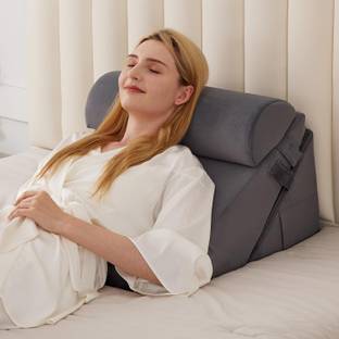 CUSHIO Memory Foam Orthopaedic Pillow Pack of 1 Solid Memory Foam Adjustable Wedge Pillow With Headrest | Neck, Back, Leg Elevation