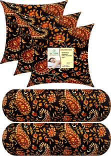 ACTOS Combo Set Of 3 Cushion And 2 Microfibre Floral Bolster Pack of 5