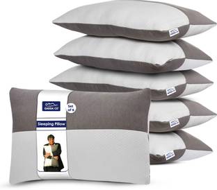GADDA CO Hollow Sleeping Fiber Pillow with Zip | Height Adjustable Sleeping Pillow, Polyester Fibre Solid Sleeping Pillow Pack of 6