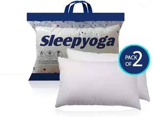 Sleep Yoga Fiber Lite Pillow | Medium Soft | Micro-Peach Fabric | Luxurious Feel Polyester Fibre Solid Sleeping Pillow Pack of 2