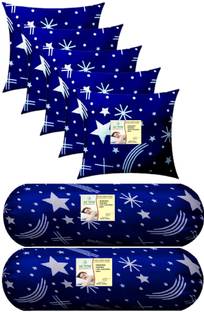 ACTOS Combo Set Of 5 Cushion And 2 Microfibre Nature Bolster Pack of 7