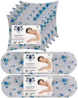 SANJU BROTHER 2 Bolester 5 Cushion Microfibre Floral Bolster Pack of 7