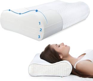 GK-JLPV Memory Foam Orthopaedic Pillow Pack of 1 Nature Cervical Contour Smooth Memory Foam Pillow, Orthopedic, Stomached, Side Sleepers